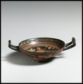 Terracotta stemless kylix (drinking cup), Amphorae Painter, Terracotta, Greek, South Italian, Apulian