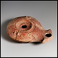 Terracotta oil lamp, Terracotta, Greek or Roman