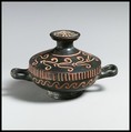 Lekanis with lid, Xenon Group, Terracotta, Greek, South Italian, Apulian