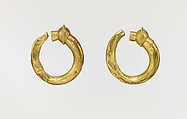 Gold trumpet-shaped earrings, Gold, Etruscan
