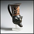 Terracotta rhyton in the shape of a dog’s head, Terracotta, Greek, South Italian, Apulian