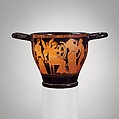 Terracotta skyphos (deep drinking cup), Terracotta, Greek, Attic