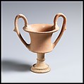 Terracotta kantharos (drinking cup with high handles), Terracotta, Greek, South Italian, Apulian