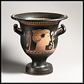 Terracotta bell-krater (bowl for mixing wine and water), Chevron Group, Archidamos Sub-Group, Terracotta, Greek, South Italian, Apulian