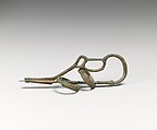 Bronze serpentine-type fibula (safety pin) with two rings, Bronze, Villanovan