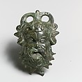 Bronze situla (pail) attachment in the form of a Silenos head, Bronze, Greek