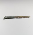 Bronze knife with ram's-head handle, Bronze, Roman