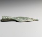 Miniature bronze spearhead, Bronze, Etruscan, Vulci