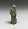 Part of a bronze handle with ram’s head finial, Bronze, Roman