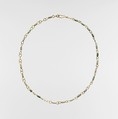 Gold necklace with emerald and variscite beads, Gold, emerald, and variscite, Roman