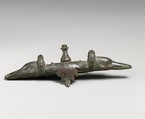 Bronze handle attachment with duck heads, Bronze, Roman
