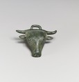 Bronze applique in the form of a bull's head, Bronze, Italic or Roman
