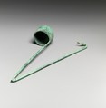 Bronze kyathos (ladle) terminating in a duck's head, Bronze, Roman