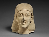 Limestone head of a bearded male with a plain headdress, Limestone, Cypriot