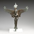Bronze patera handle in the form of Lasa, Bronze, Etruscan