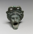 Bronze spout in the form of a lion's head, Bronze, Greek