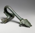 Bronze handle of a hydria (water jar), Bronze, Greek