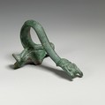 Bronze handle of an oinochoe (jug), Bronze, Greek