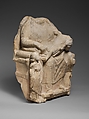 Seated limestone kourotrophos with another child standing, Limestone, Cypriot