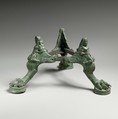 Bronze tripod base for a thymiaterion (incense burner), Bronze, Etruscan, Vulci