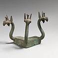 Bronze furniture attachment with griffin heads, Bronze, Etruscan