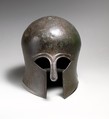 Bronze helmet of the Corinthian type, Bronze, Greek