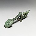 Pair of bronze amphora (jar) handles, Bronze, Etruscan