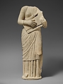 Limestone statue of a female lyre player, Limestone, Cypriot