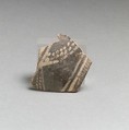 Terracotta rim fragment with bands and dots, Terracotta, Minoan