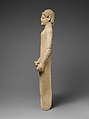 Limestone statuette of a beardless male votary with a wreath of leaves, Limestone, Cypriot
