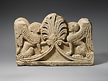 Limestone grave relief with two sphinxes, Limestone, Cypriot
