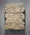 Limestone funerary stele with volutes and a Hathor head, Limestone, Cypriot