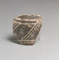 Terracotta rim fragment with triglyph and metope motif, Terracotta, Minoan