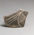 Terracotta rim fragment with hatched triangle, Terracotta, Minoan