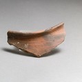 Terracotta rim fragment of a closed vase, Terracotta, Minoan