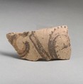 Terracotta vessel fragment with floral motif, Terracotta, Minoan