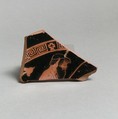 Fragment of a terracotta kylix (drinking cup), Attributed to Douris, Terracotta, Greek, Attic