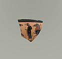 Fragment of a terracotta kylix: band-cup (drinking cup), Amasis Painter, Terracotta, Greek, Attic