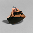 Fragment of a terracotta kylix: band-cup (drinking cup), Amasis Painter, Terracotta, Greek, Attic
