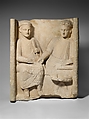 Limestone funerary stele with banquet scene, Limestone, Roman, Cypriot