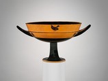 Terracotta kylix: lip-cup (drinking cup), Tleson as potter, Terracotta, Greek, Attic