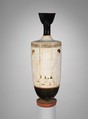 Terracotta lekythos (oil flask), Attributed to the Bosanquet Painter, Terracotta, Greek, Attic