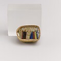 Glass striped mosaic fragment, Glass, Roman