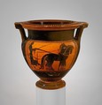 Terracotta column-krater (bowl for mixing wine and water), Terracotta, Greek, Attic