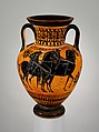 Terracotta neck-amphora (jar), Terracotta, Greek, Attic