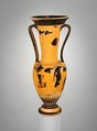 Terracotta loutrophoros (ceremonial vase for water), Terracotta, Greek, Attic