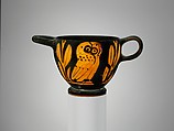 Terracotta skyphos (deep drinking cup), Terracotta, Greek, Attic