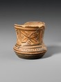 Terracotta tankard, Terracotta, Greek, Attic