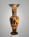 Terracotta loutrophoros (ceremonial vase for water), Terracotta, Greek, Attic