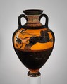Terracotta Panathenaic prize amphora (jar), Compared with work by the Painter of Boulogne 441, Terracotta, Greek, Attic